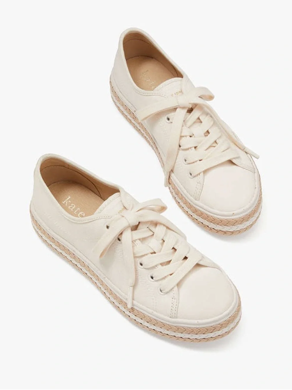 Kate Spade Taylor Platform Sneakers Off White Cream Braided 0.25” Heel Size 7.5